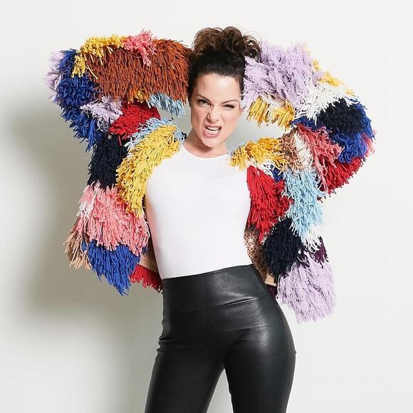 Alice + Olivia Fawn Multicolor Fringe Jacket rainbow yarn crochet size XS - Picture 2 of 12